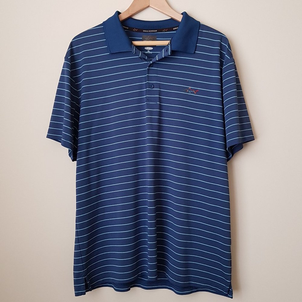 Greg Norman for Tasso Elba XL Blue Striped Polo